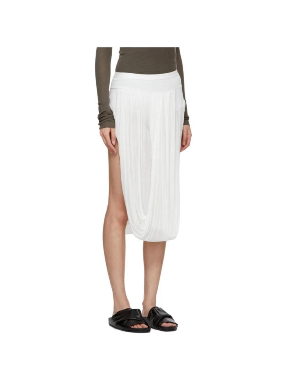 Rick Owens Draped Skirt Ivory White Gathered Midi IT 40